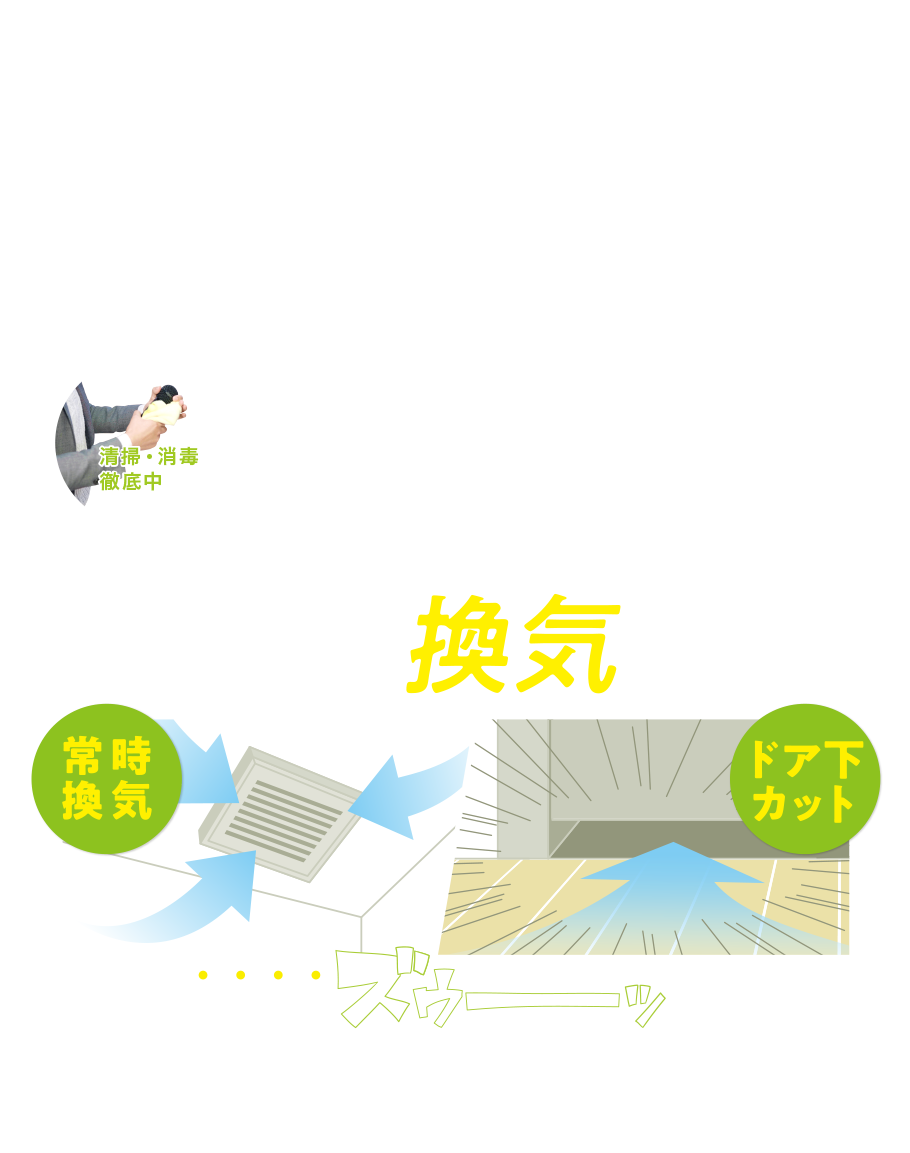 お客様と従業員のために安全安心最優先,非接触・非対面を前提とした運営をいたします