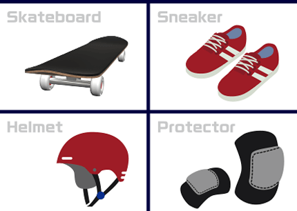スケートボード　ヘルメット　プロテクター　シューズ